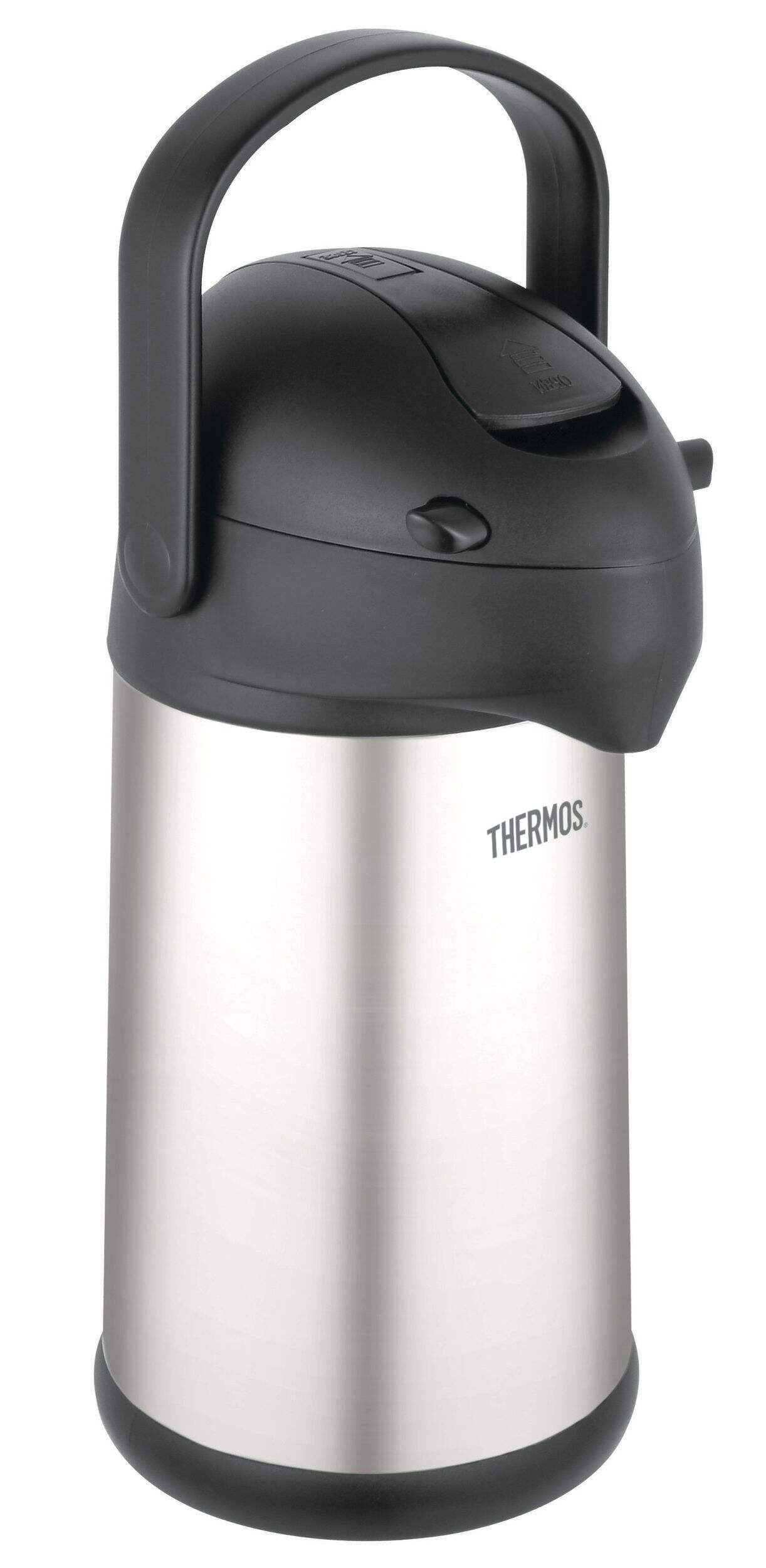 Thermos Stainless Steel Vacuum Insulated Pump Pot, 2.5 L Front_Three_Fourths_Angled_Right