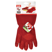 Trudeau Maison Kitchen and Grill Gloves, Oven Mitt Set, Non-Slip Grip, Red, 2pc 