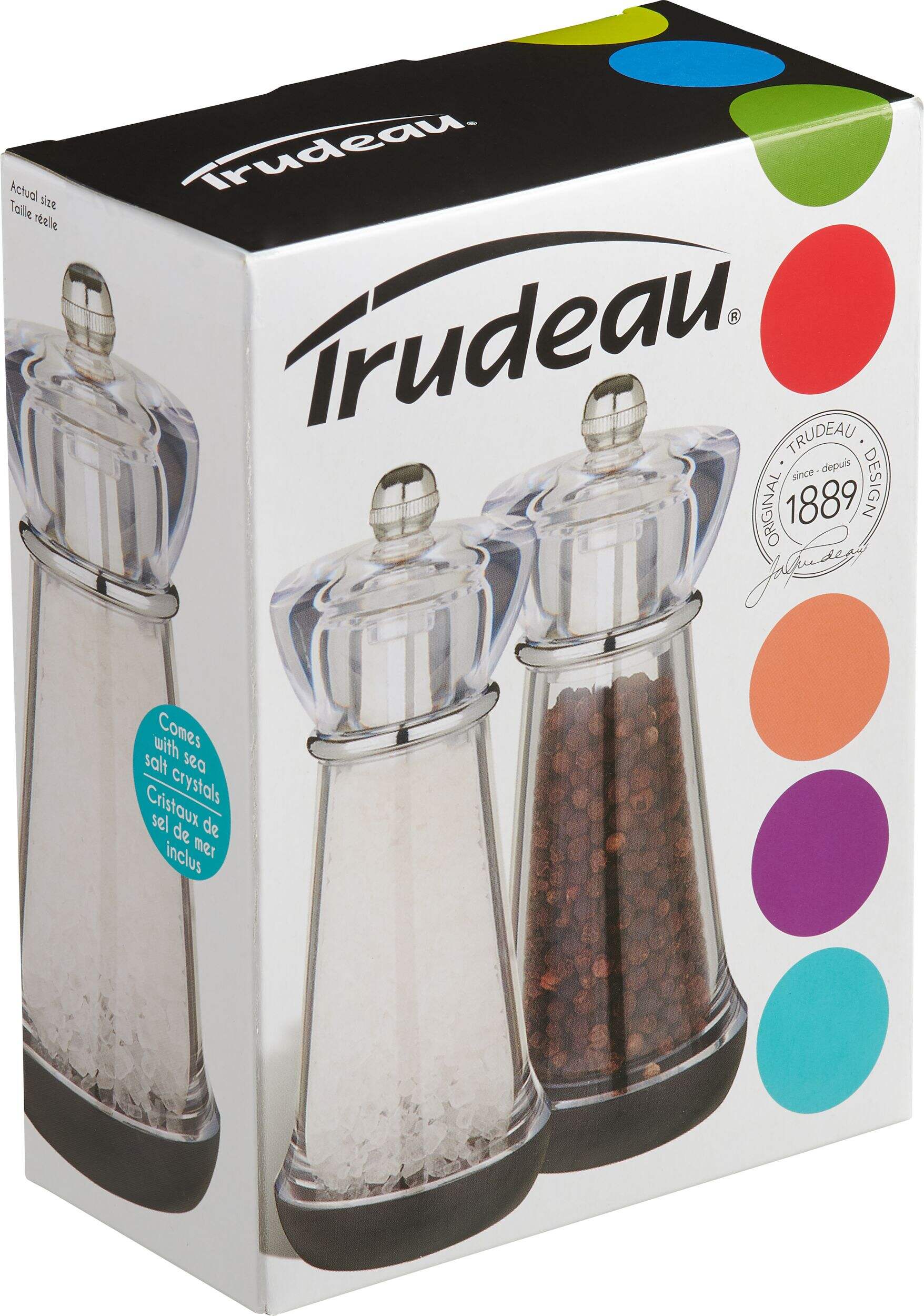 Trudeau Salt & Pepper Grinder Mill Set, PreFilled, 2pc Canadian Tire