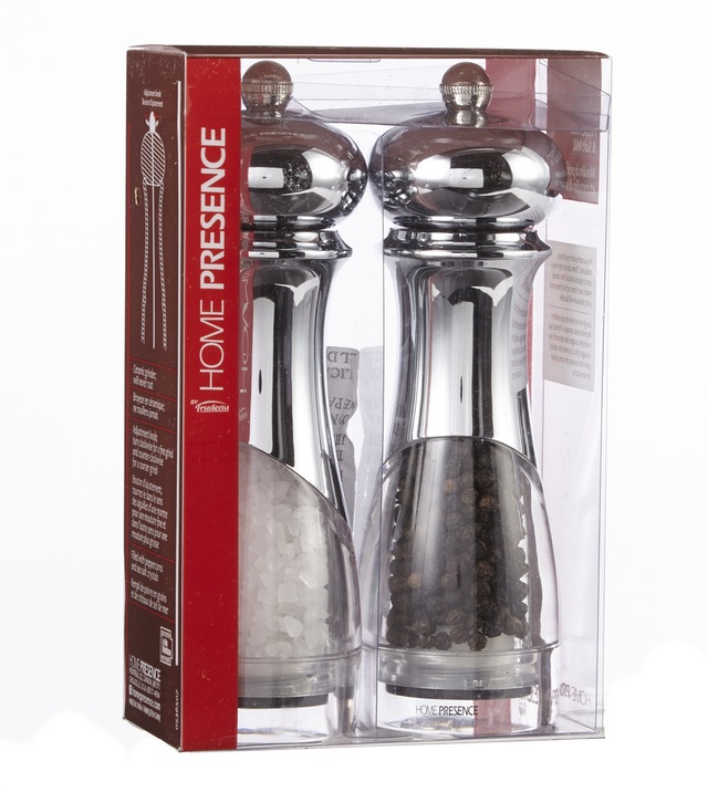 Trudeau Salt & Pepper Grinder Mill Set, PreFilled, 7in, 2pc