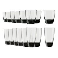 Libbey Carrington 16pc Smoked Tumbler Glassware Set, Dishwasher Safe, 8pc x 13-oz and 8pc x 18-oz