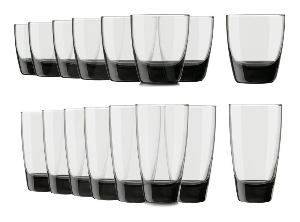 Libbey Carrington 16pc Smoked Tumbler Glassware Set Dishwasher Safe 8pc X 384 Ml And 8pc X