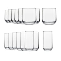 Libbey Ascent 16pc Tumbler Glassware Set, Dishwasher Safe, 8pc x 13.3-oz and 8pc x 16-oz