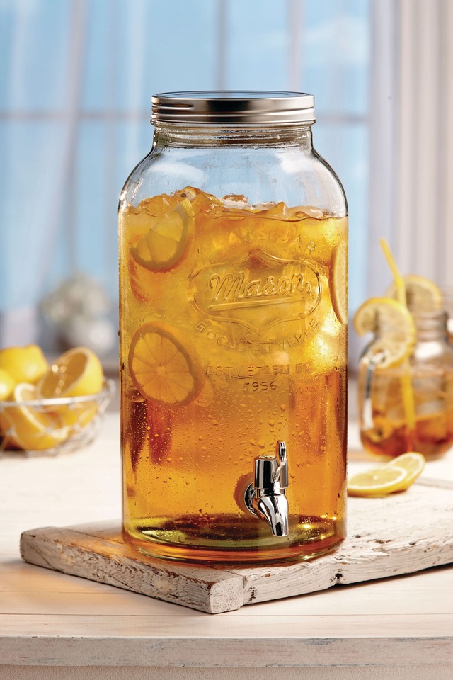 Glass Mason Jar Beverage Dispenser, Dishwasher Safe, 4L Canadian Tire