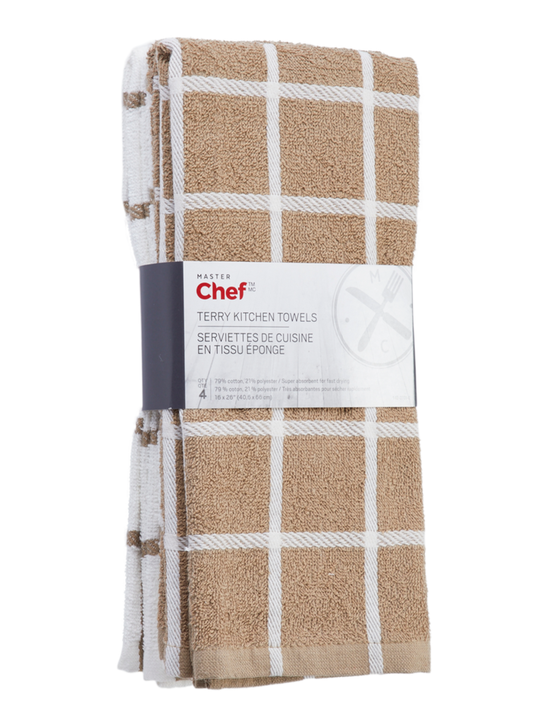 MASTER Chef Terry Cotton Checkered Kitchen Towels, Reusable, 16in x 26