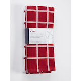 MASTER Chef Terry Cotton Checkered Kitchen Towels, Reusable, 16-in x 26-in, 4-pk, Red/White Front_Angled_Right