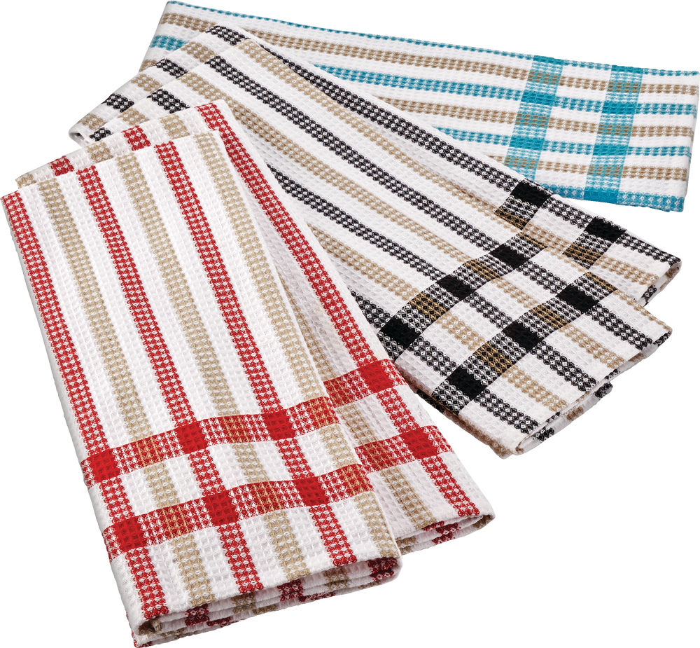 MASTER Chef Cotton Plaid Waffle Kitchen Towels, Reusable, 22in x 32in