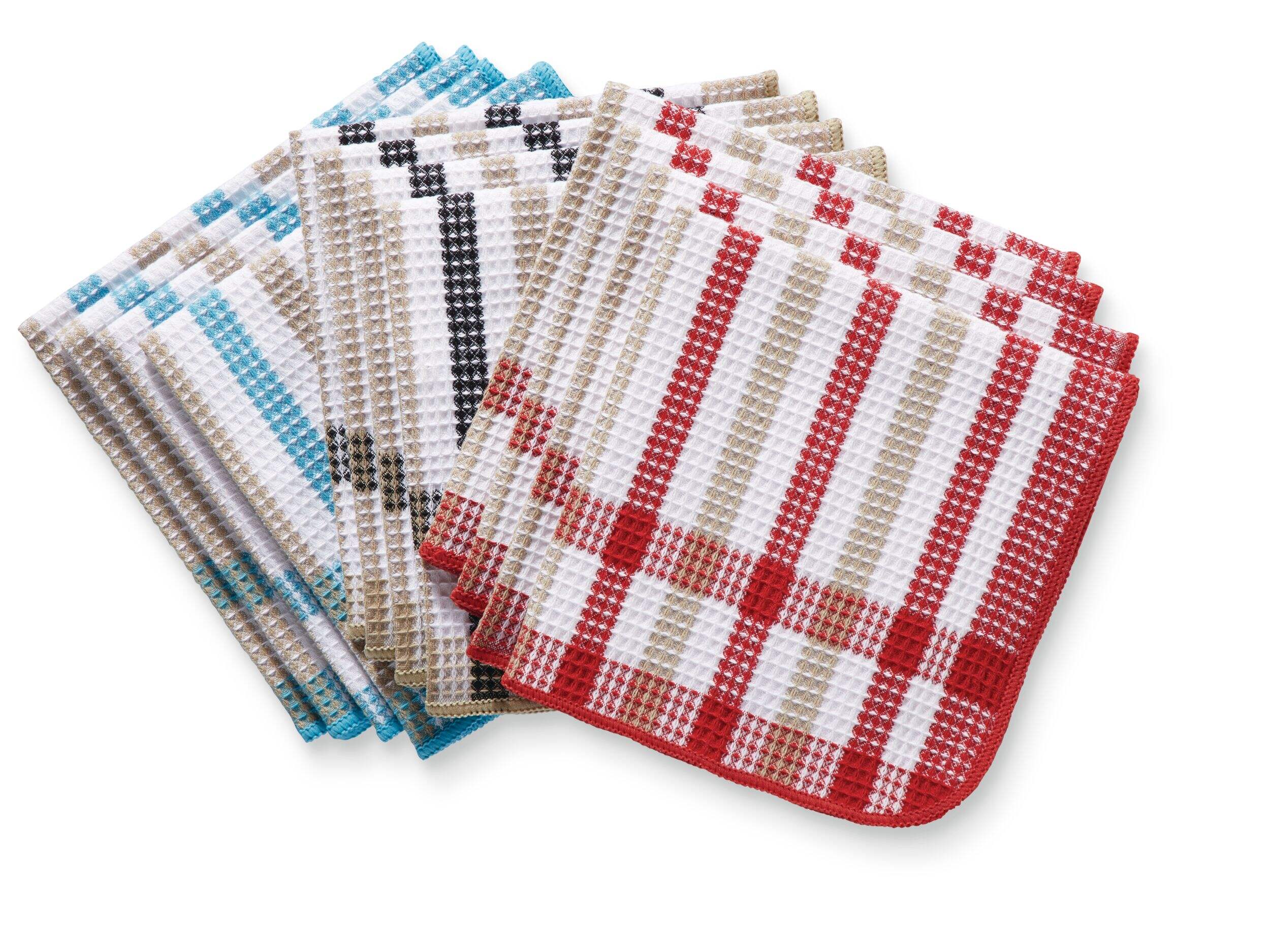 MASTER Chef Cotton Plaid Waffle Dishcloths, 14-in x 14-in, 12-pk, Assorted Colours Composite_or_Mixed