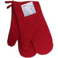 MASTER Chef 2pc Cotton Oven Mitt Set with Hanging Loop, Red Front_Flat