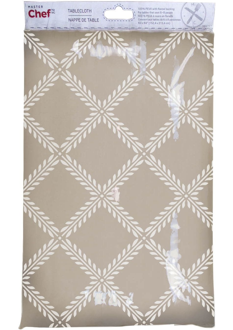 MASTER Chef Rectangle PEVA/Flannel Back Striped Tablecloth, 60 x 84in