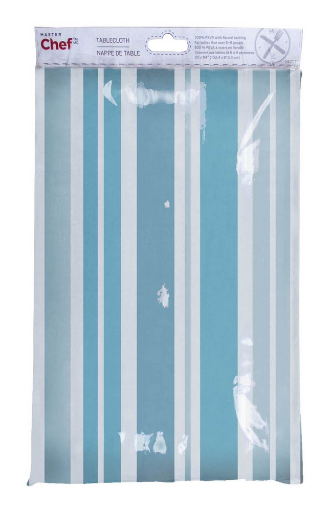 MASTER Chef Rectangle PEVA/Flannel Back Striped Tablecloth, 60 x 84in, Red Canadian Tire