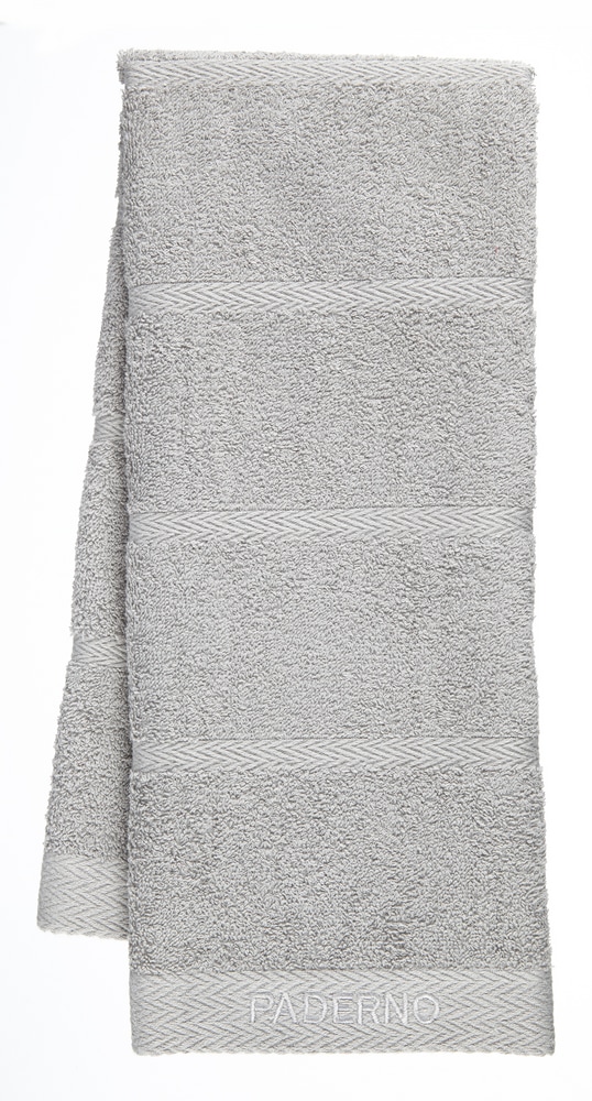 PADERNO Terry Cotton Kitchen Towels, 18in x 28in, 2pk, Light Grey