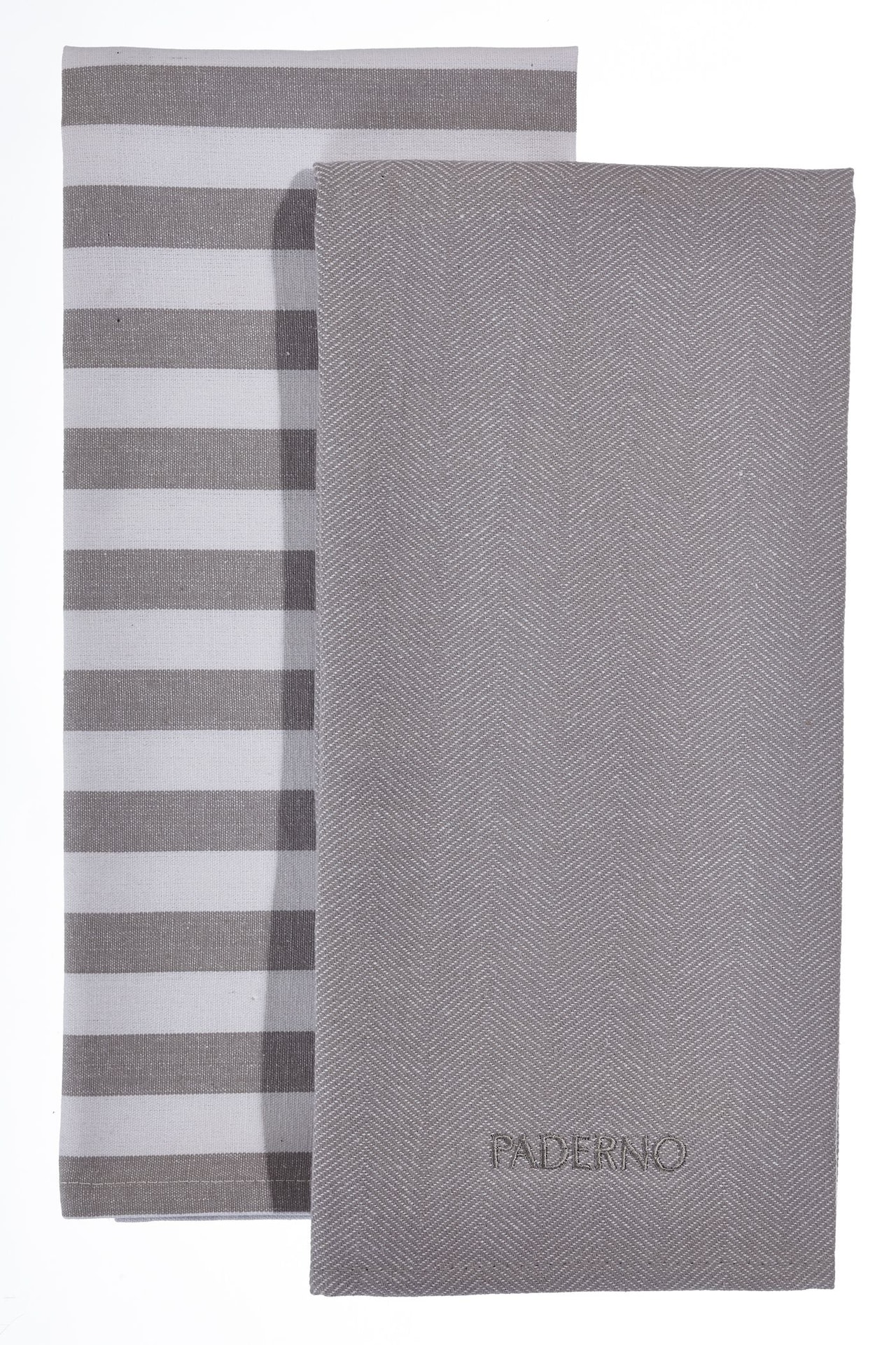 PADERNO YarnDyed Cotton Kitchen Towels, 18in x 28in, 2pk, Light Grey/White Canadian Tire