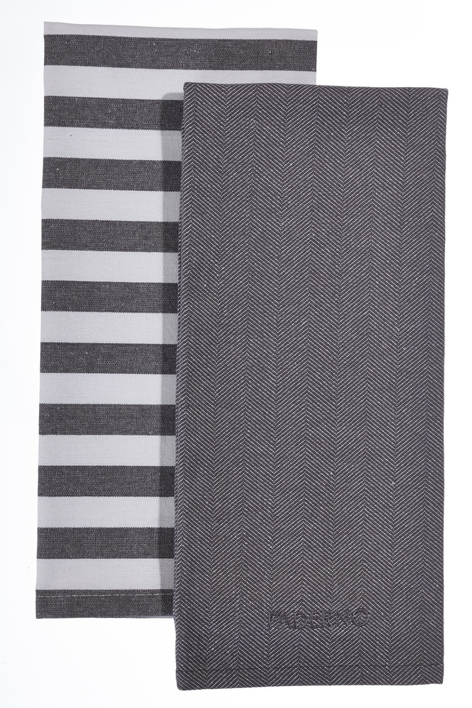 PADERNO YarnDyed Cotton Kitchen Towels, 18in x 28in, 2pk, Charcoal Grey/White Canadian Tire