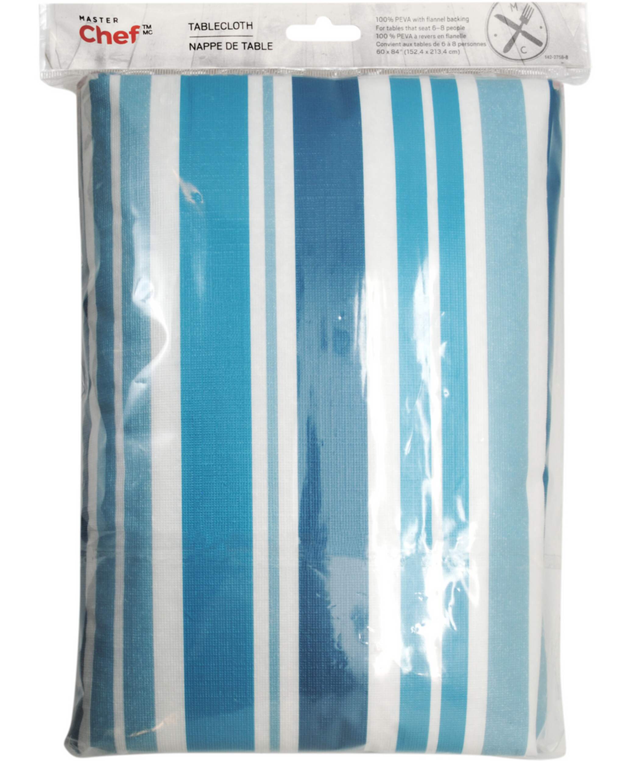 MASTER Chef Rectangle PEVA/Flannel Back Striped Tablecloth, 60 x 84in, Beige Canadian Tire