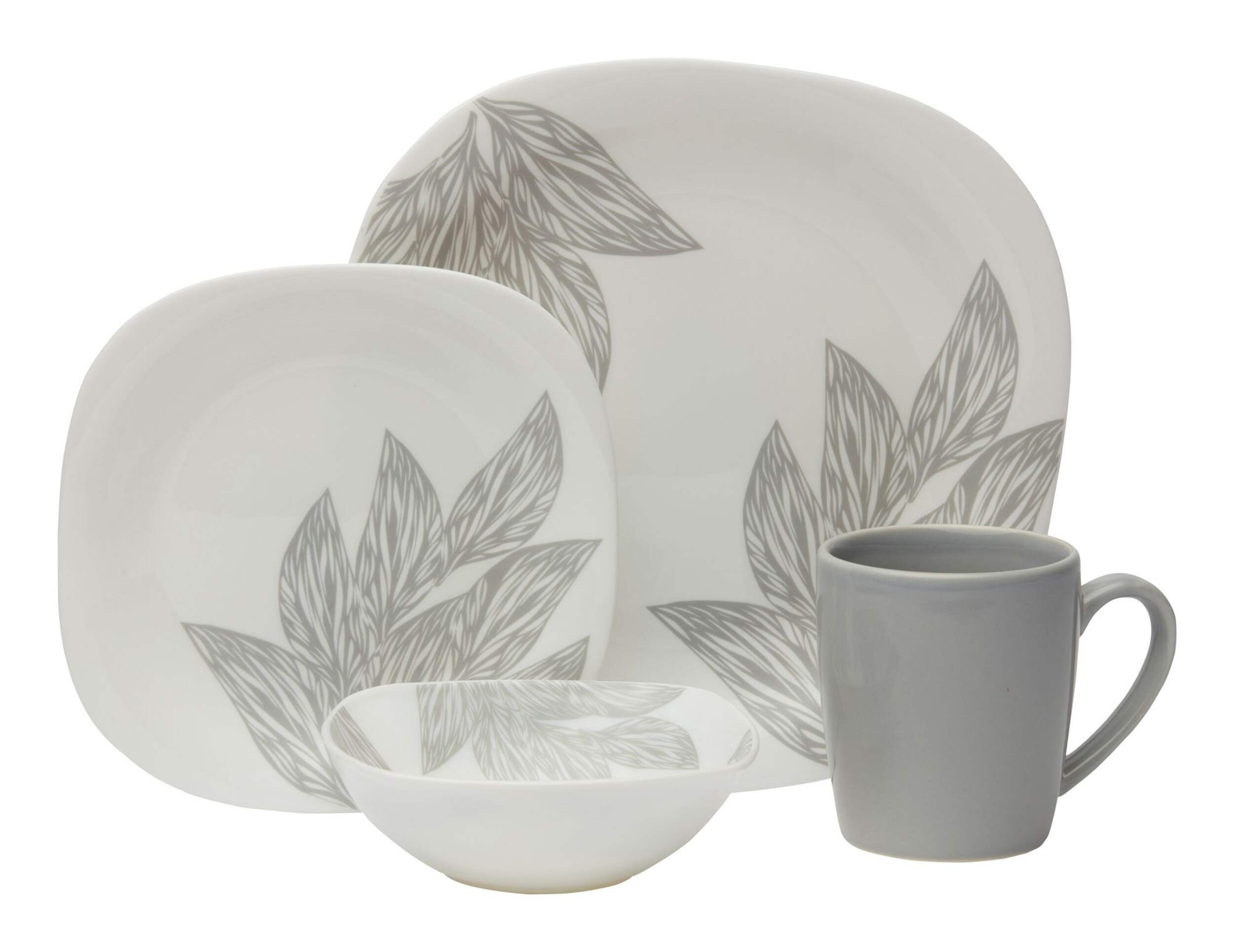 MASTER Chef Square Glass Dinnerware Set, Leaf, 16-pc Composite_or_Mixed