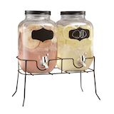 Mason Glass Jar Reusable Drink Dispenser with Stand, Clear, 4-L, 2-pk Front_Angled_Right