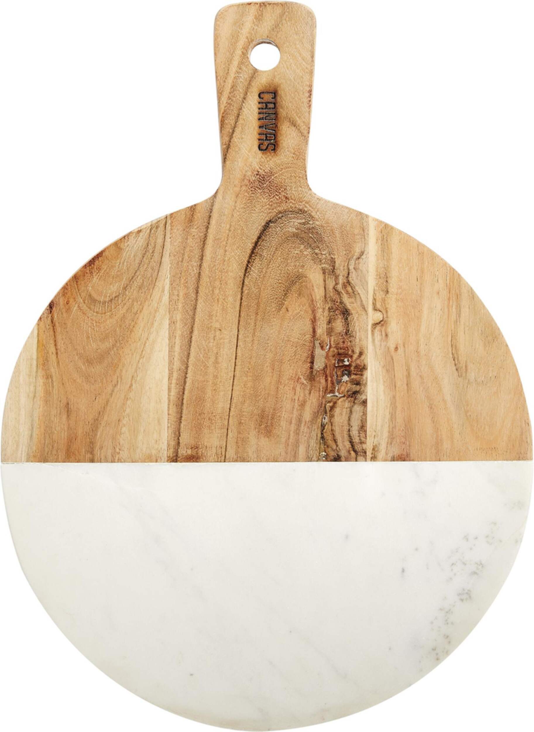 CANVAS Round Marble & Acacia Wood Board, 15 x 11-in Overhead_Flat