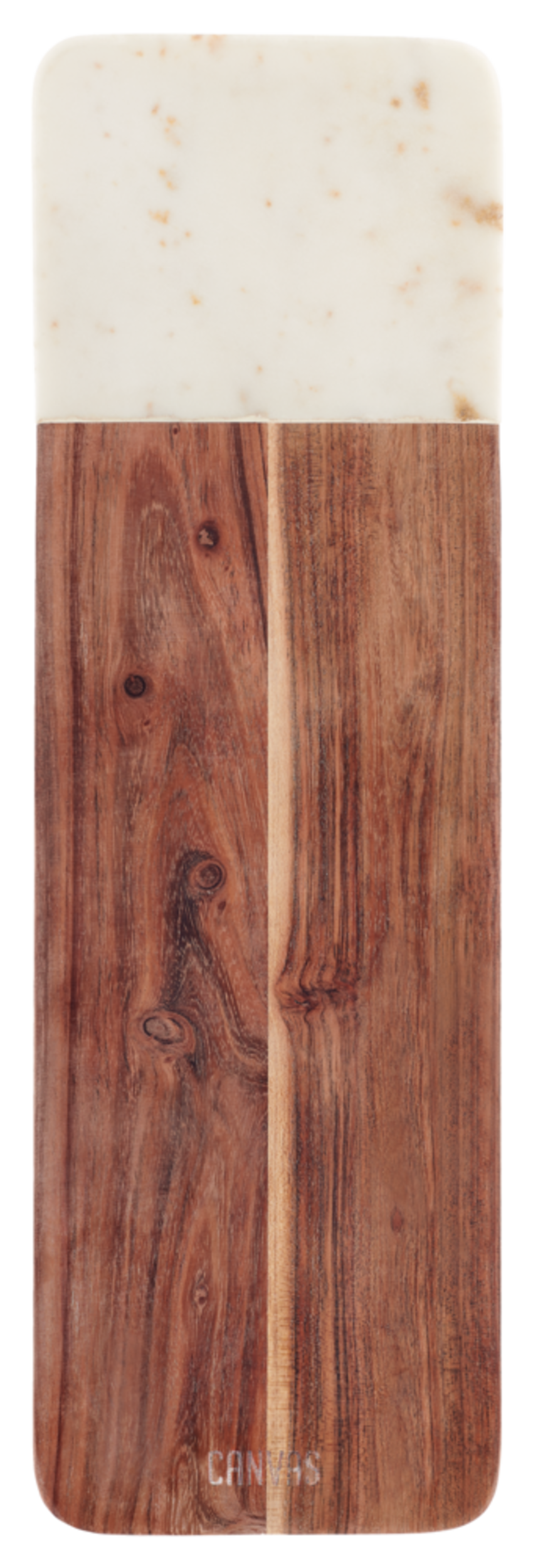 Planche de service CANVAS, bois d'acacia et marbre, 15 x 11 po Front_Flat