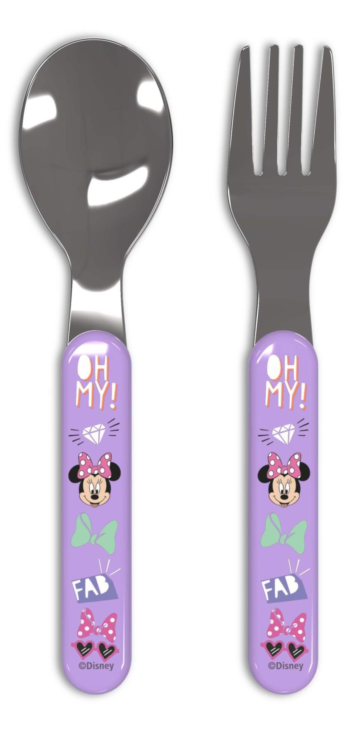 Zak Designs Minnie Mouse Plastic Flatware Set, BPA-free, 2-pc, Pink Front_Flat