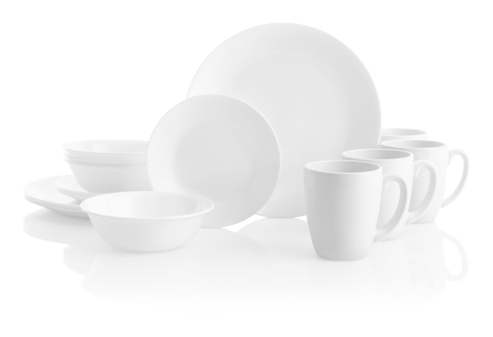 Corelle Winter Frost 16pc Glass Dinnerware Set, Chip Resistant, Serves