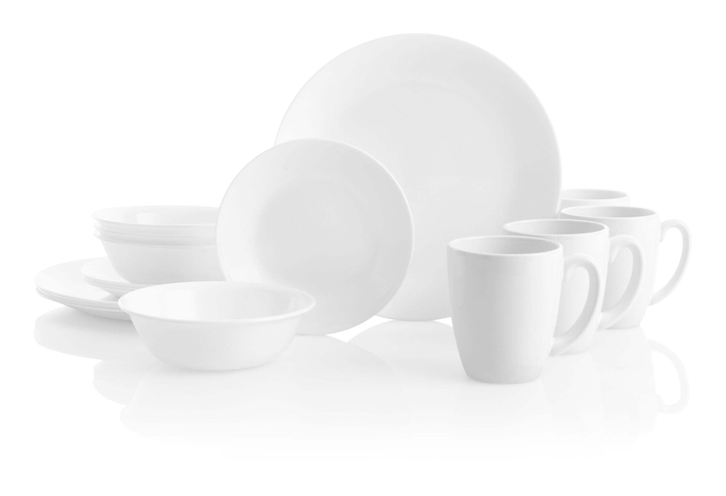 Corelle Winter Frost 16pc Glass Dinnerware Set, Chip Resistant, Serves 4, White Composite_or_Mixed