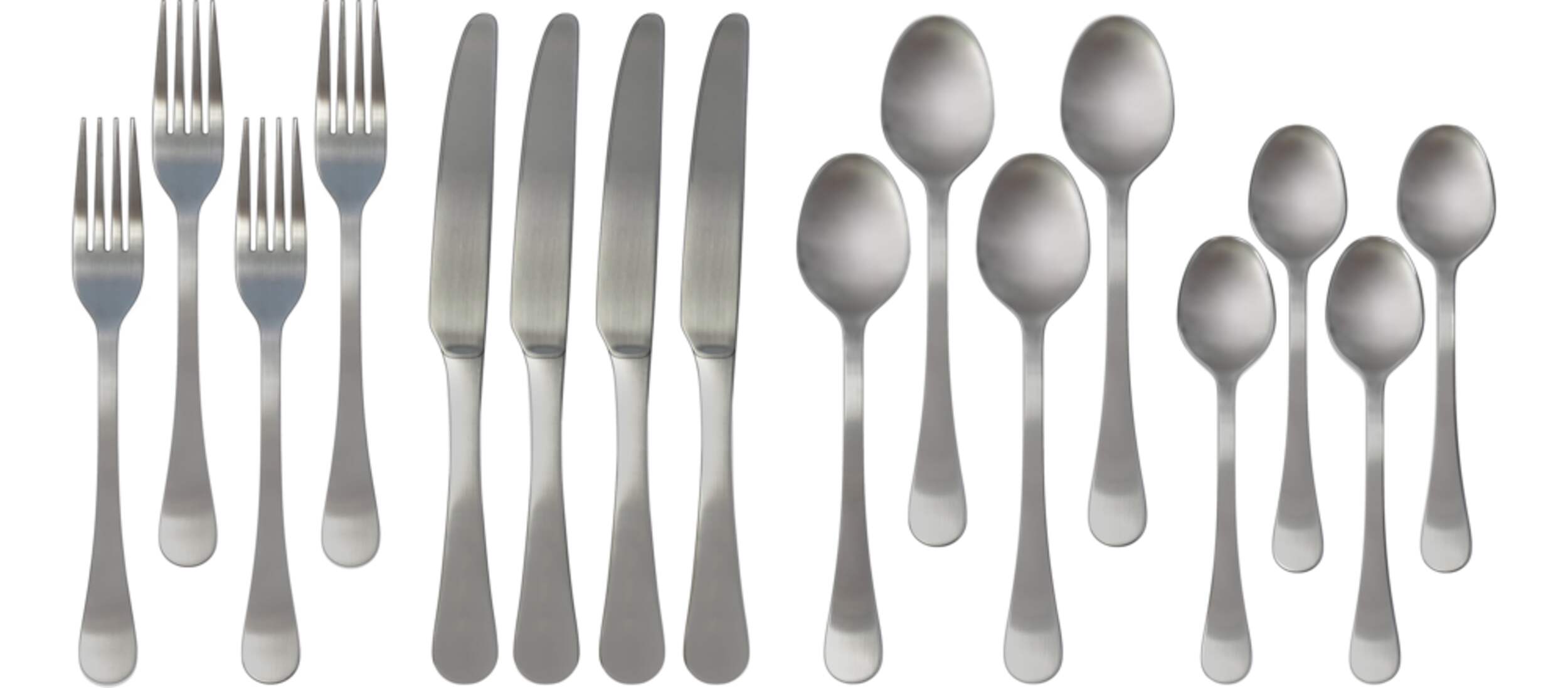 Basic 16pc Stainless Steel Flatware Set, Serves 4 Overhead_Flat