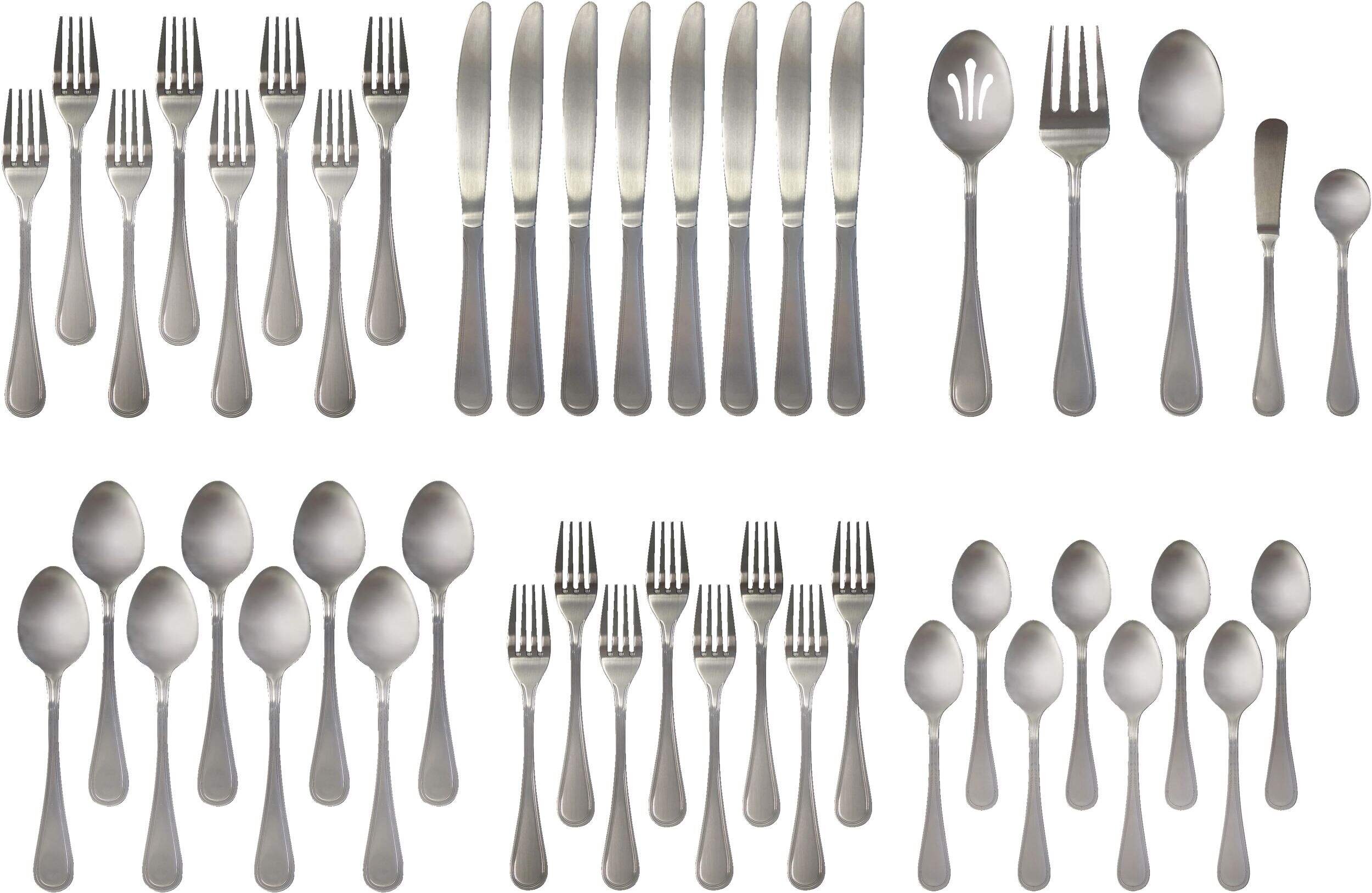MASTER Chef 45pc Stainless Steel Flatware Set, Serves 8 Overhead_Flat