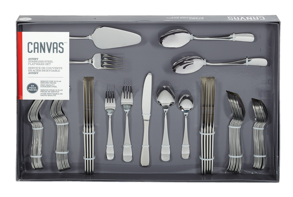 CANVAS Avery 54pc Stainless Steel Flatware Set, Serves 10 Canadian Tire