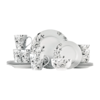 CANVAS Wild Rose 16pc Porcelain Dinnerware Set, Serves 4, White Composite_or_Mixed