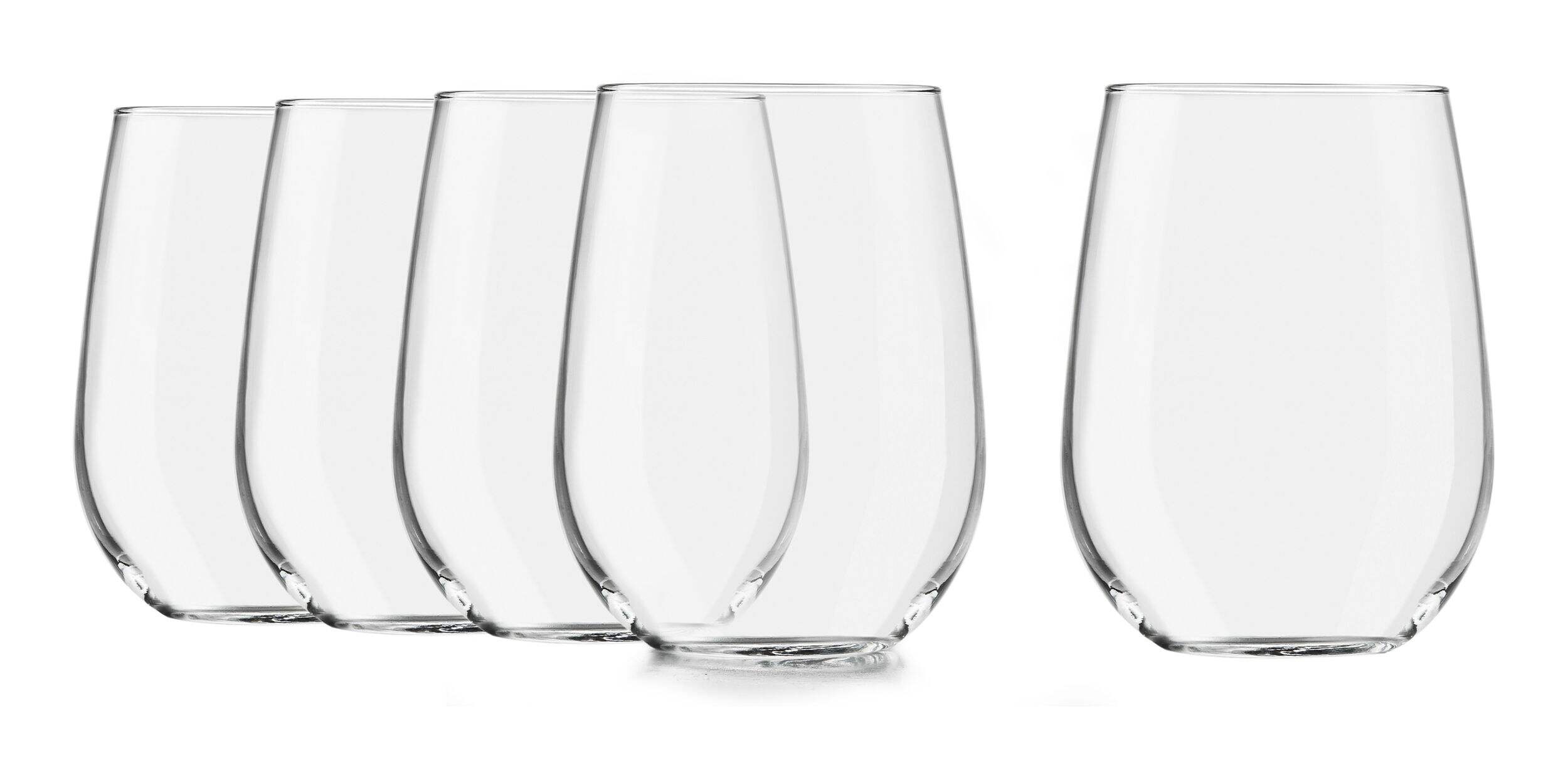 Libbey 4pc Stemless White Wine Glasses, Dishwasher Safe, 17-oz Front_Flat
