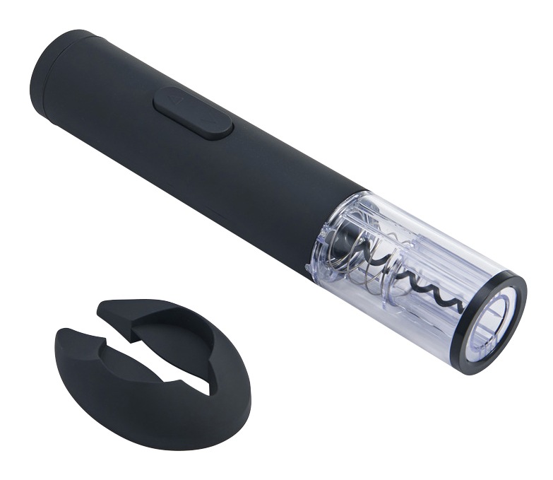 Kamenstein One Touch Electric Corkscrew with Integrated Foil Cutter, Black Front_Three_Fourths_Angled_Right