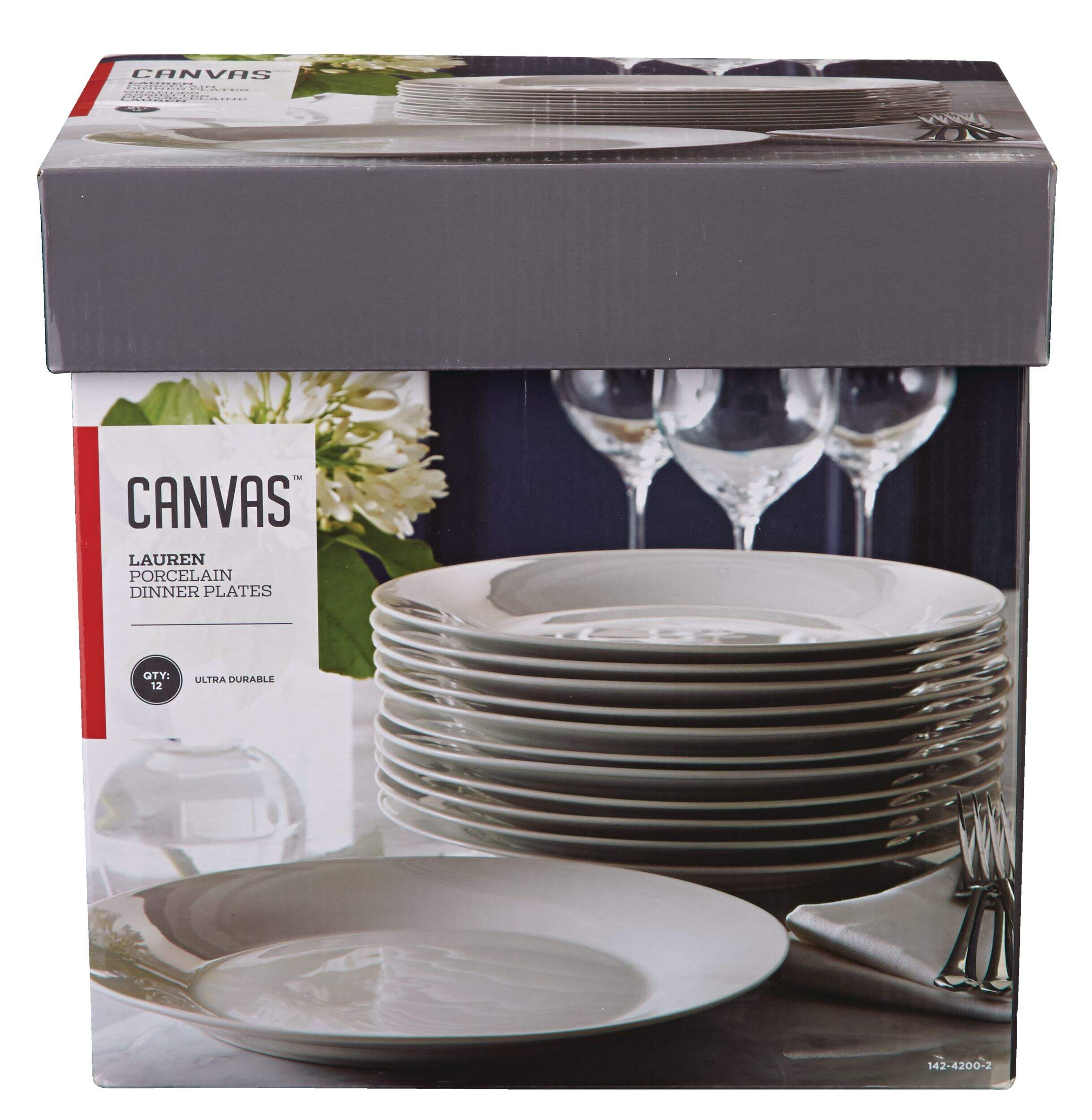 CANVAS 12pc Lauren Porcelain Dinner Plates, White Canadian Tire