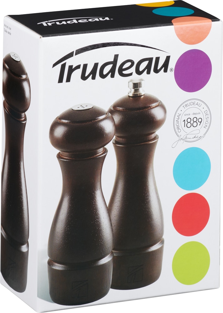 Trudeau Salt & Pepper Grinder Mill Set, PreFilled, 6in, 2pc