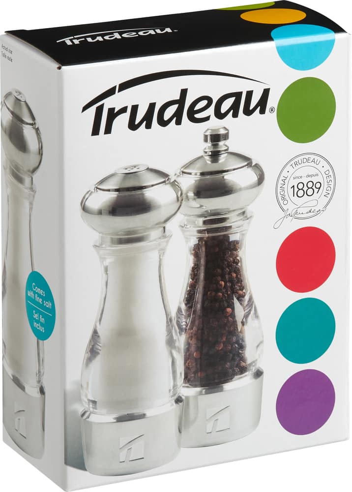 Trudeau Salt Pepper Grinder Mill Set Pre Filled 6 In 2 Pc   Trudeau Maison Maya Clear 6 Pepper Mill And Salt Shaker Set C6a90ef2 B0b8 4a41 Bf34 38941a8e105b 