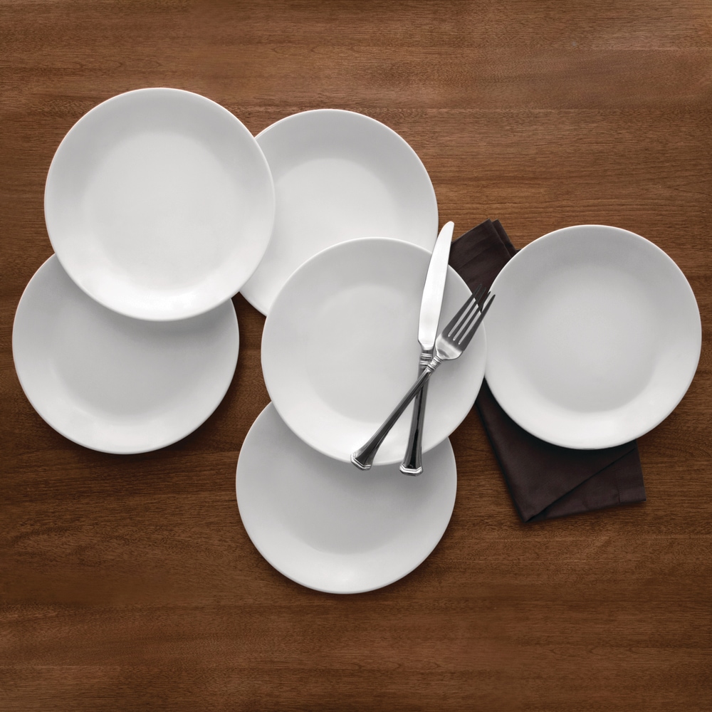 Corelle 6pc Classic Glass Caterer Lunch Plates, Chip Resistant, White