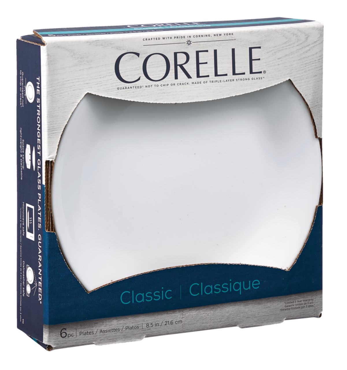Corelle 6pc Classic Glass Caterer Lunch Plates Chip Resistant