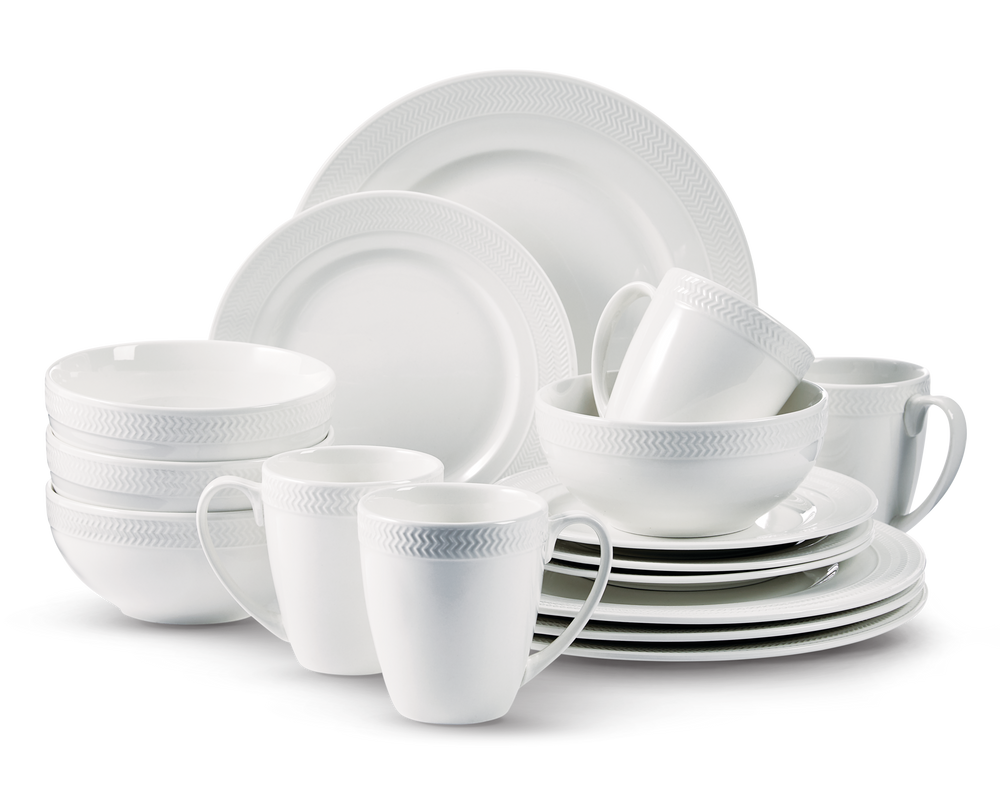 Service de vaisselle en porcelaine CANVAS Ellesmere pour 4 personnes, blanc,  16 pièces