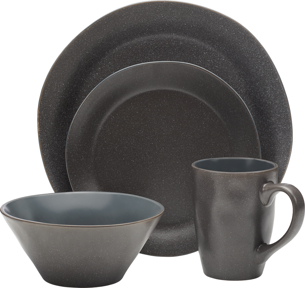 CANVAS Sutton 16pc Stoneware Dinnerware Set, Serves 4, Matte Grey