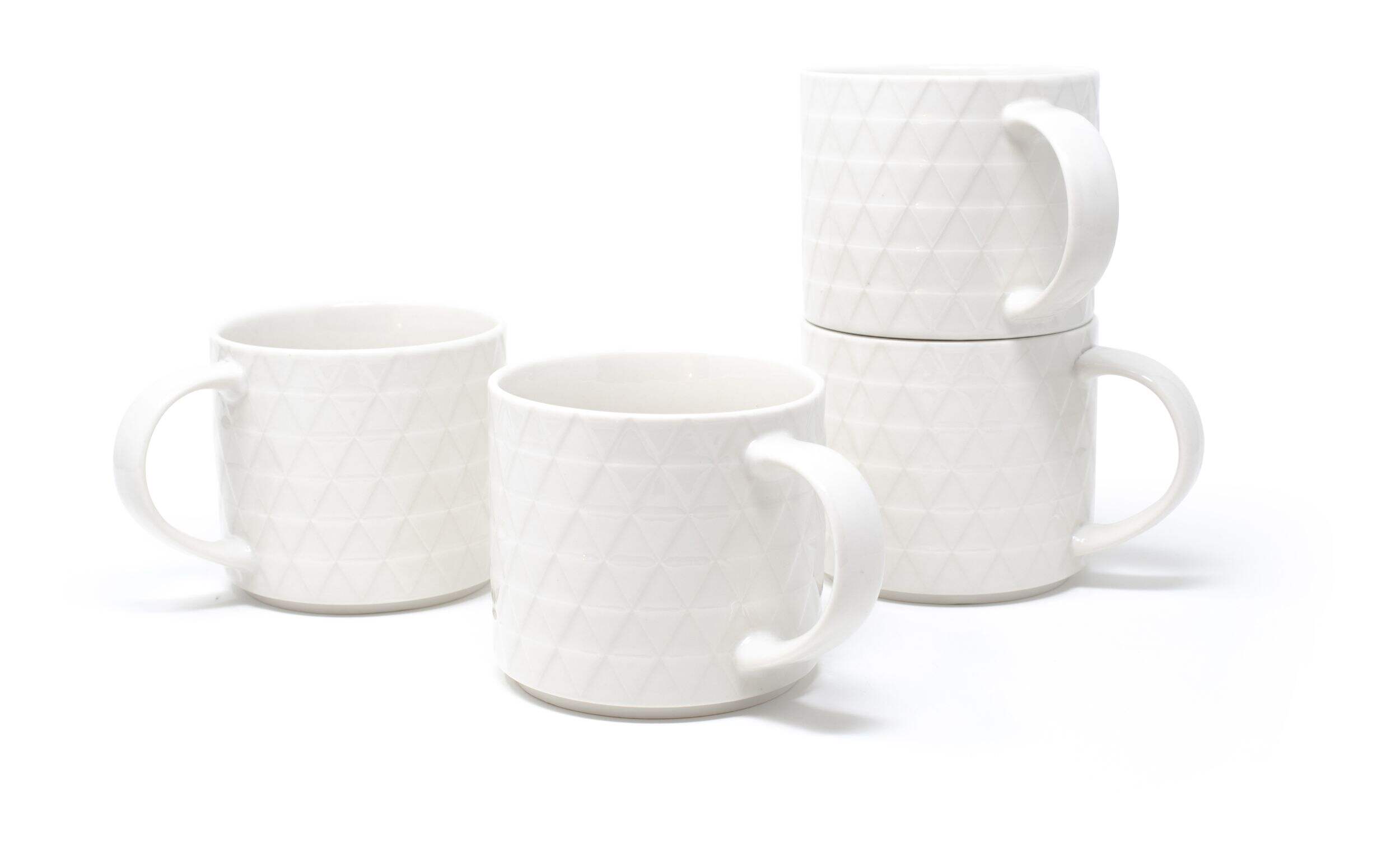 CANVAS Finch 4pc Stoneware Mug Set, Dishwasher Safe, 414-mL, White Composite_or_Mixed