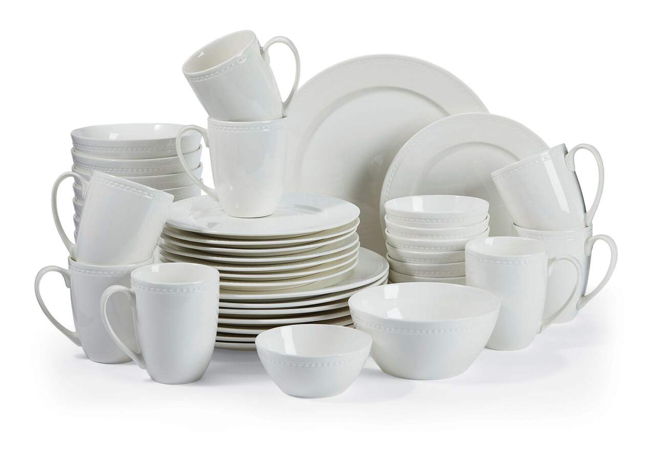Service de vaisselle en porcelaine CANVAS Cordova avec bols à fruits, pour  8 personnes, blanc, 40 pièces