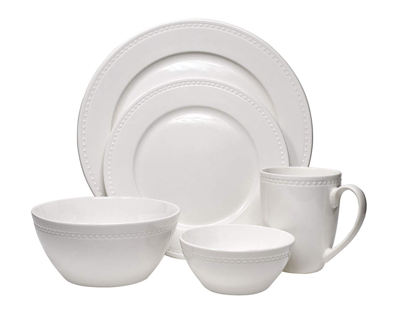 Service de vaisselle en porcelaine CANVAS Lauren pour 8 personnes, blanc,  34 pièces