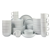 CANVAS Claremont 40pc Porcelain Dinnerware Set with Dinner Bowl, Serves 8, White Composite_or_Mixed