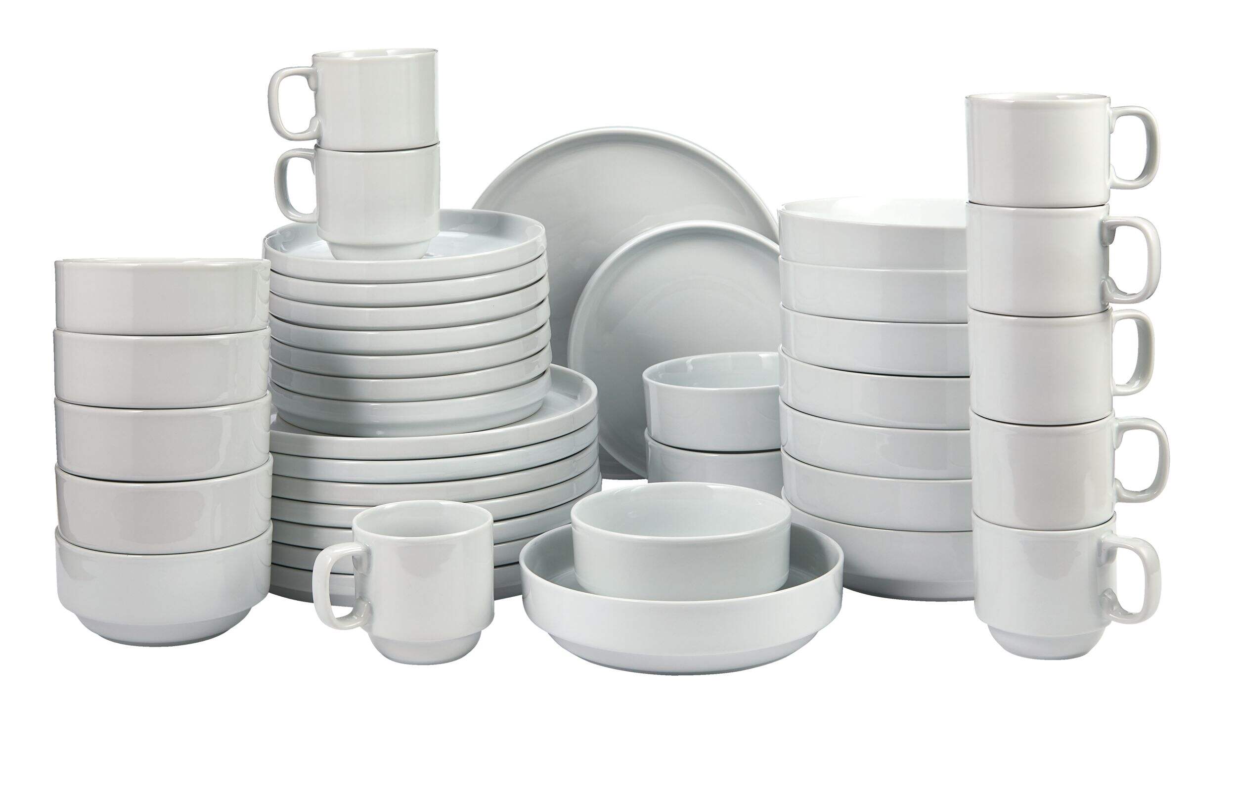 CANVAS Claremont 40pc Porcelain Dinnerware Set with Dinner Bowl, Serves 8, White Composite_or_Mixed