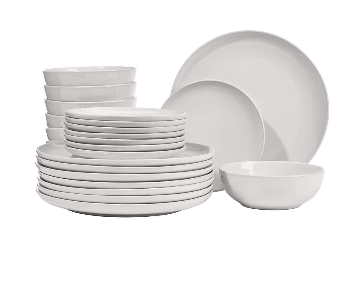 Tire　8,　Dinnerware　MASTER　Canadian　Chef　Set,　Stoneware　Serves　24-pc,　White