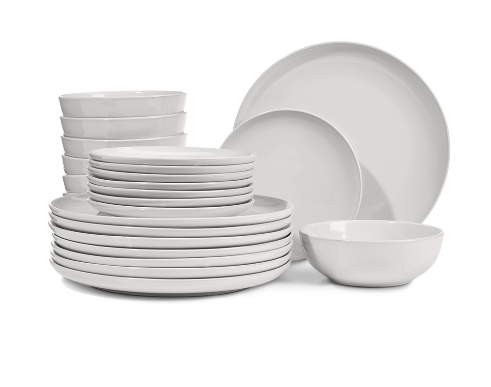 MASTER Chef Stoneware Dinnerware Set, Serves 8, 24pc, White Canadian