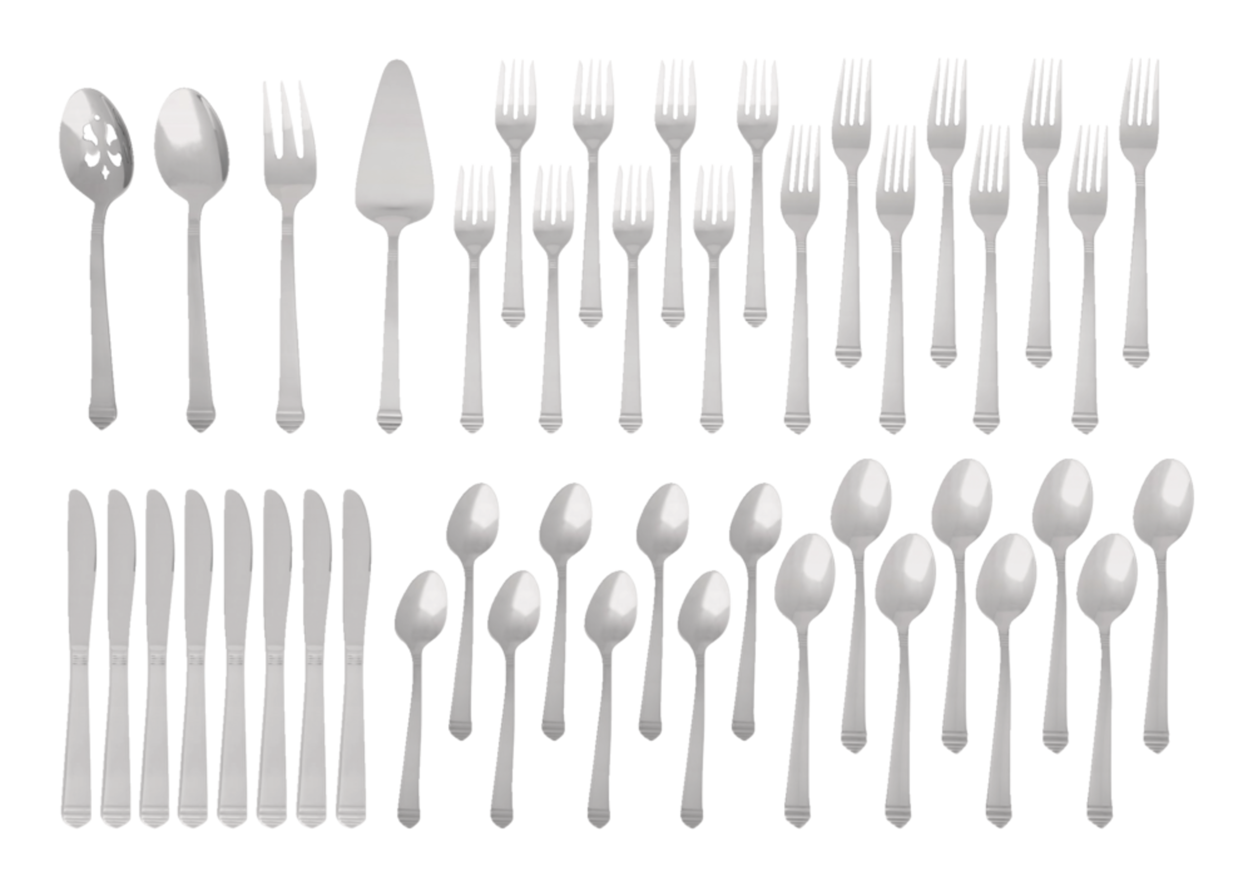 Lagostina Como 44pc Stainless Steel Flatware Set, Serves 8 Overhead_Flat