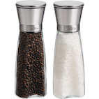 Trudeau Stainless Steel/Glass Salt & Pepper Grinder Mill Set, Pre-Filled,  8-in, 2-pc
