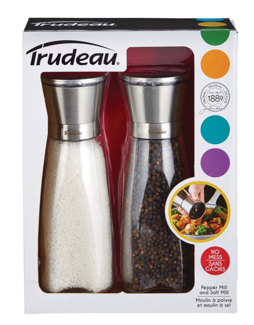 Trudeau Maison Pepper Mill & Salt Shaker 7-Chrome & Clear