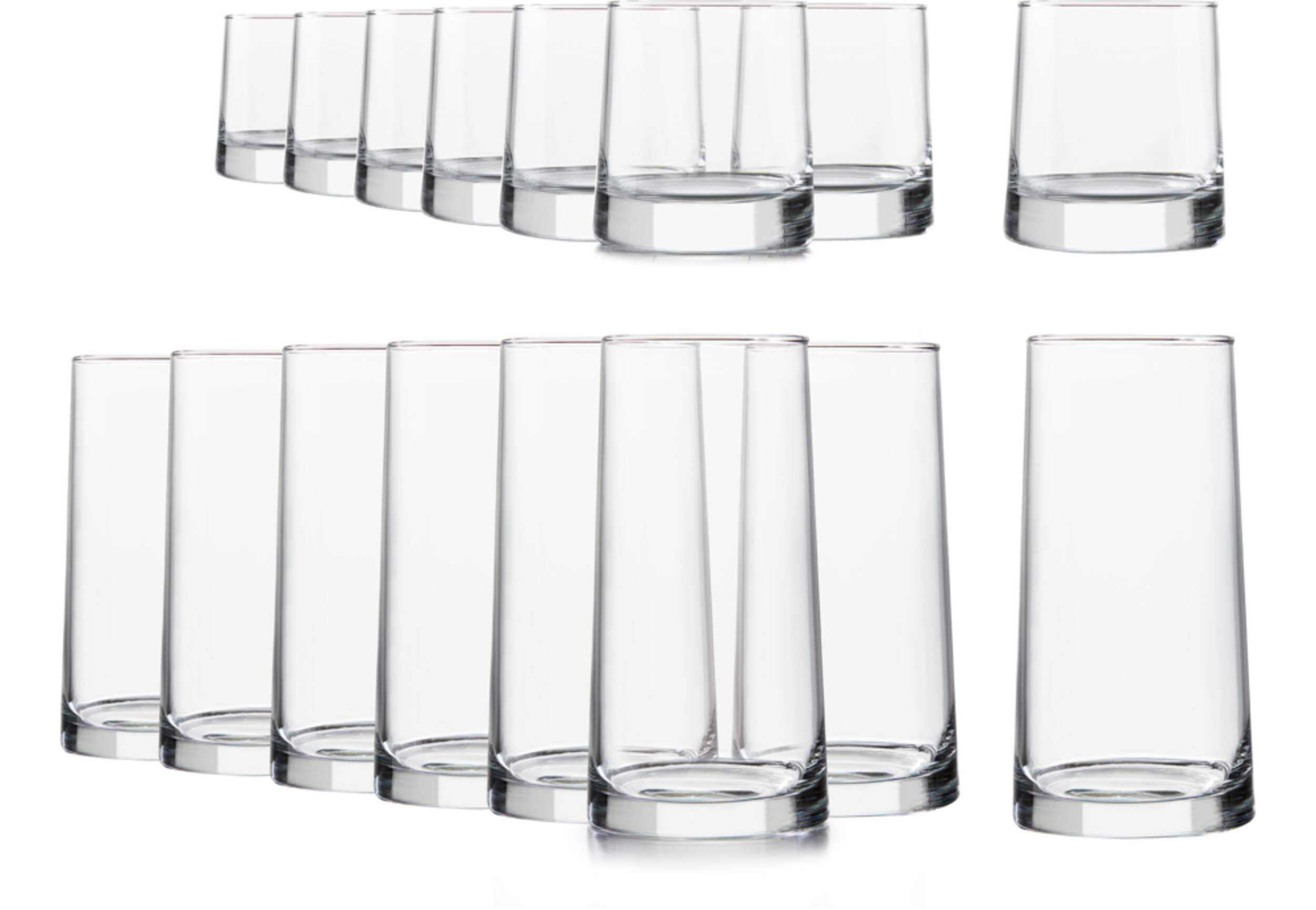 Libbey Cabos 16pc Tumbler Glassware Set, Dishwasher Safe, 8pc x 320-mL and 8pc x 467mL Front_Flat